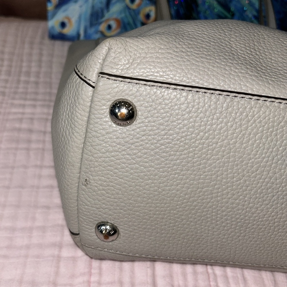 Michael Kors Pebbled Leather Gray With Silver Chain Harper Tote Bag - Picture 8 of 16